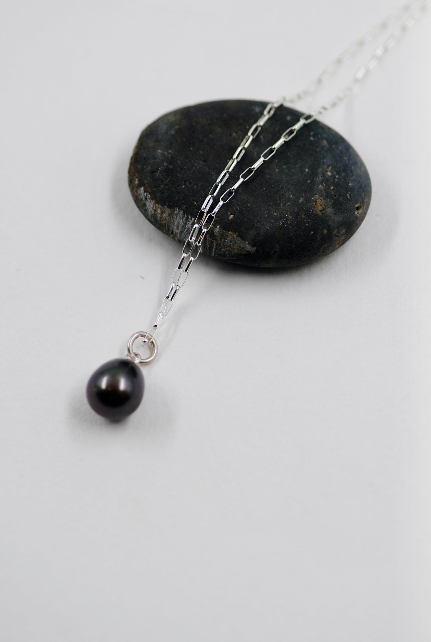 Ravens Wing Pearl Drop Necklace