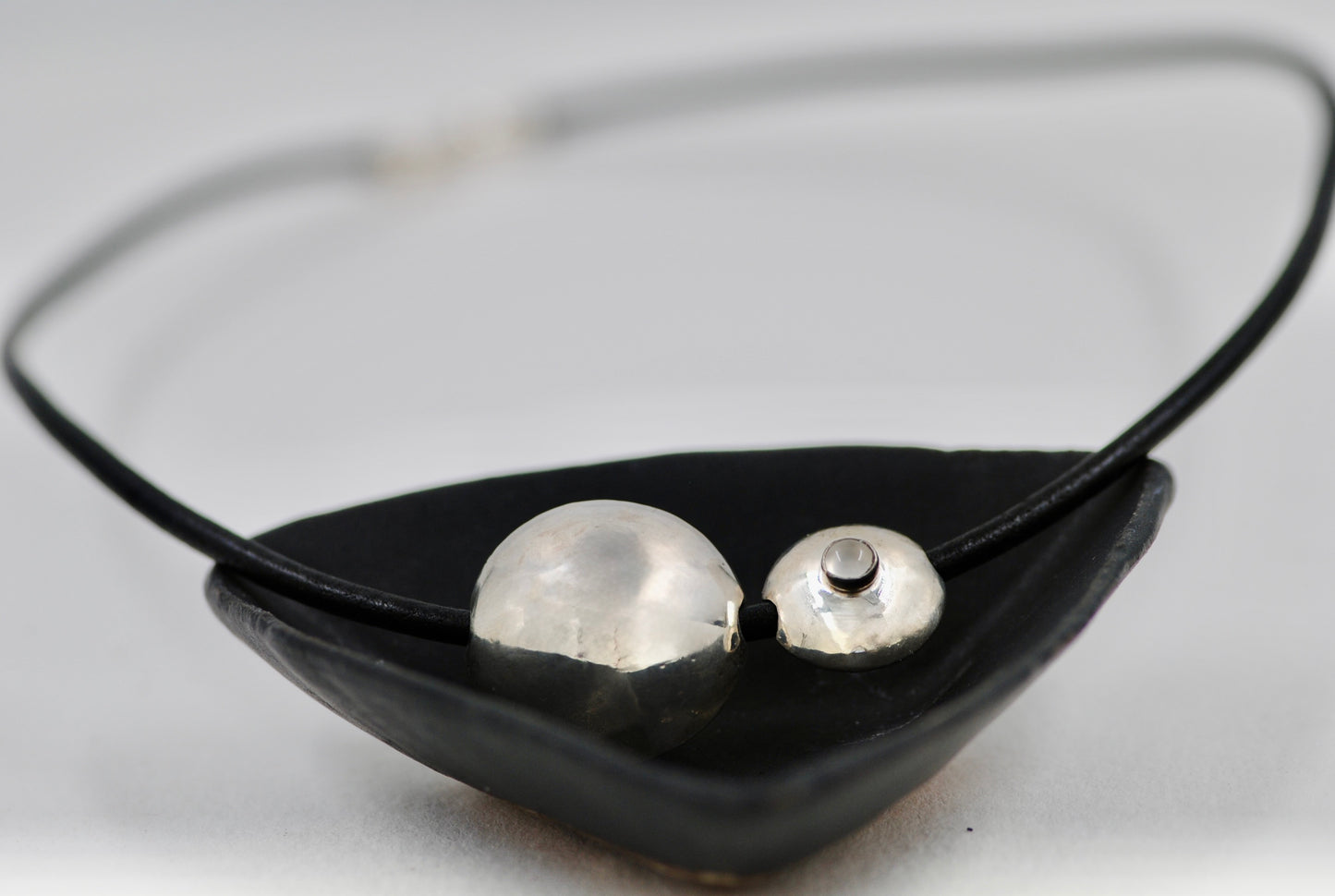 Round Large & Small Leather Necklace