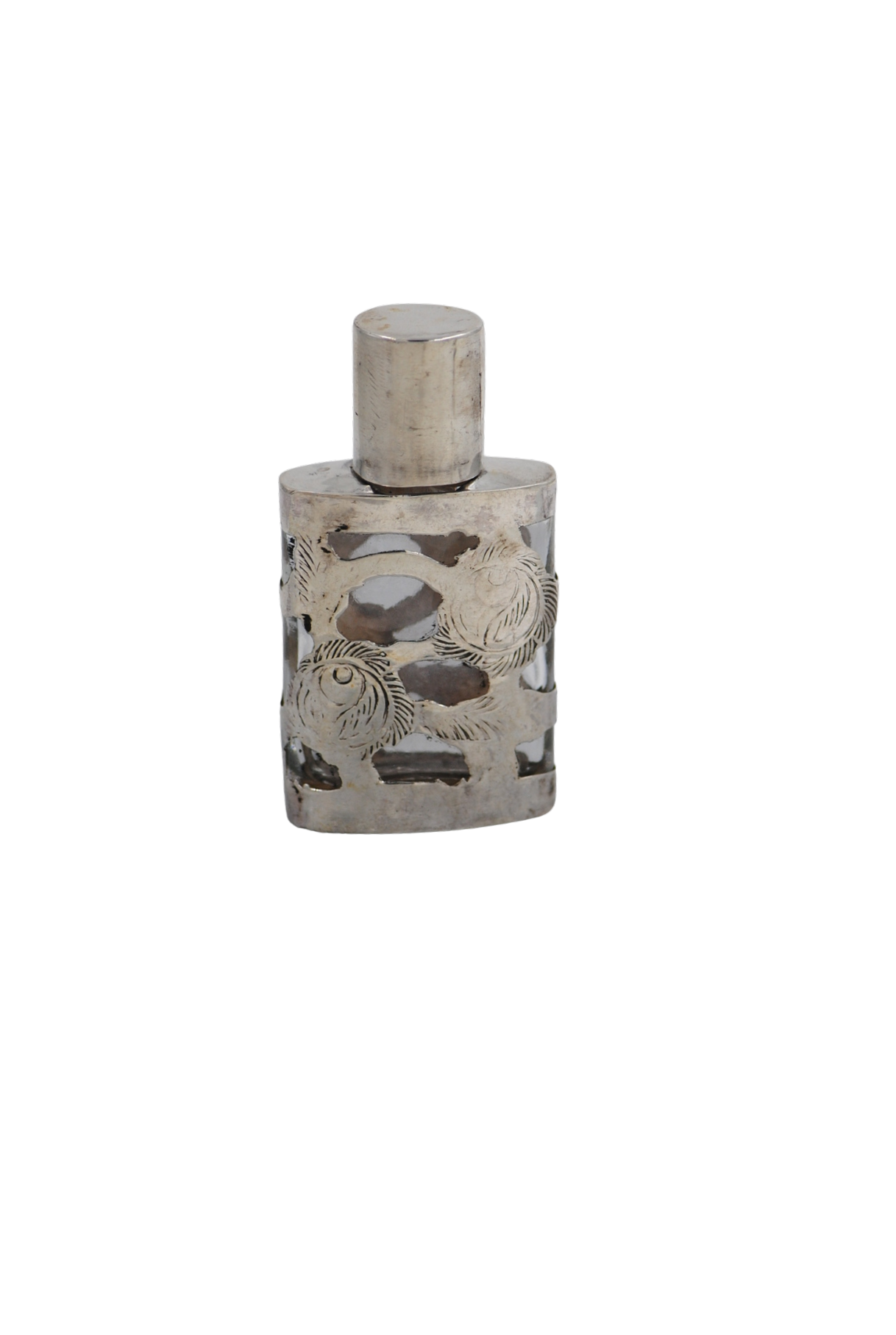 Vintage Mexican Sterling Silver Overlay Perfume Bottle - Small