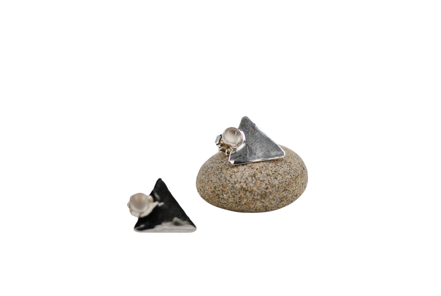 Modern Moonstone Triangle Earrings