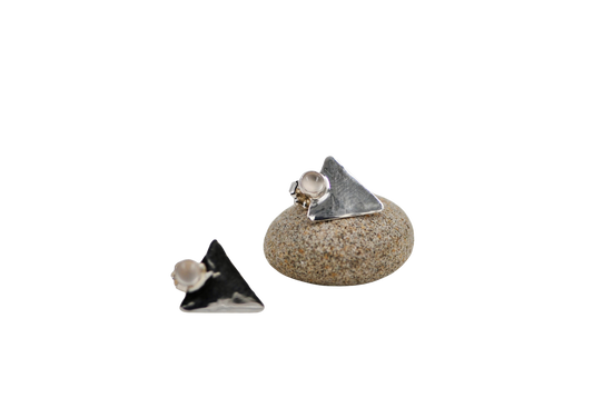 Modern Moonstone Triangle Earrings