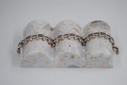 Vintage Sterling Silver Flexible Ball &amp; Chain Bracelet