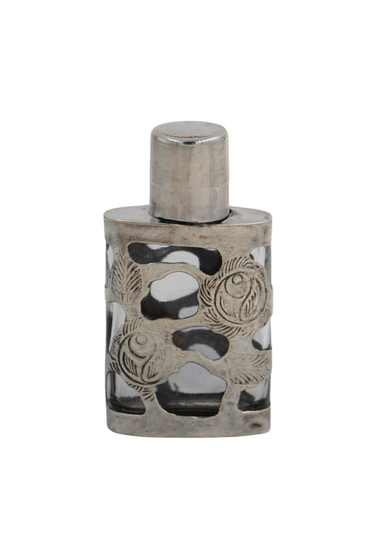 Vintage Mexican Sterling Silver Overlay Perfume Bottle - Small