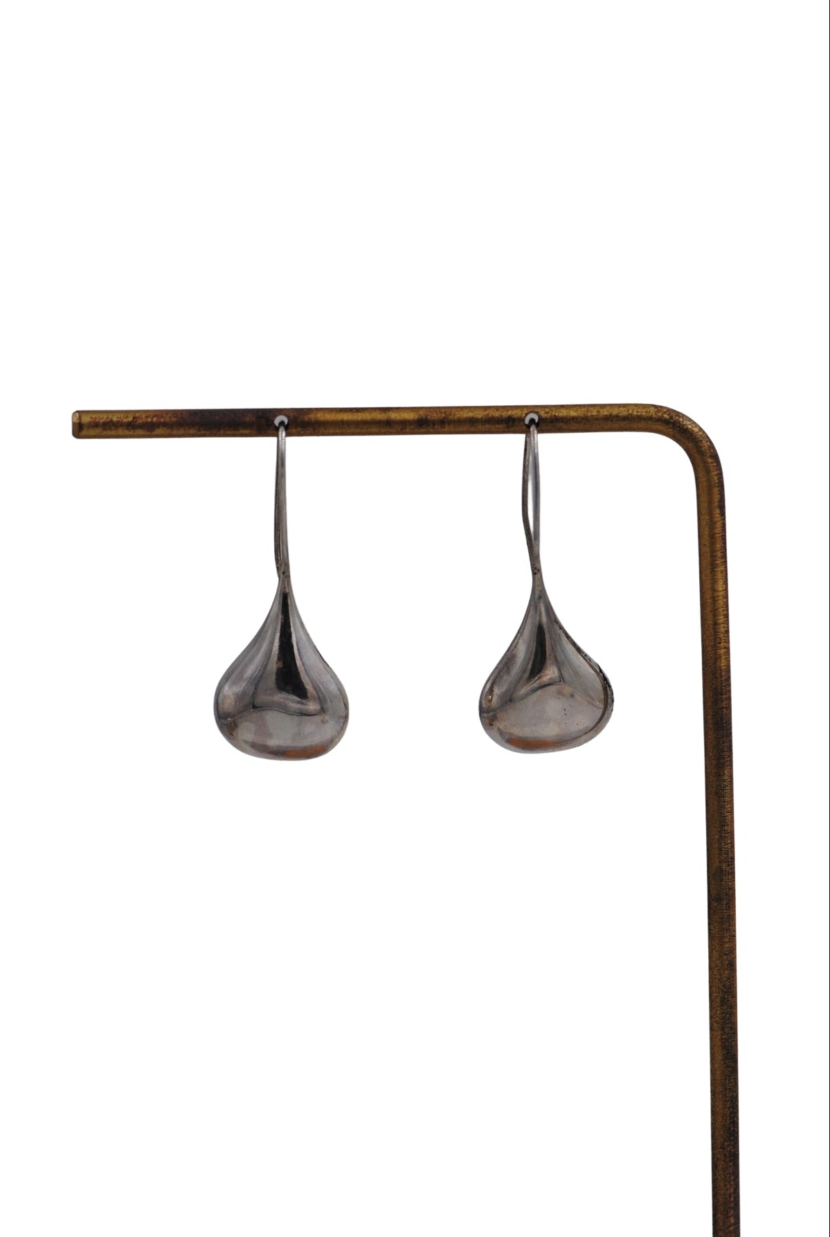 Vintage Sterling Silver Elongated Hollow Teardrop Earrings