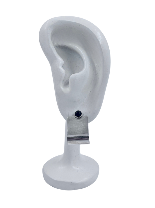 Onyx & Sterling Flat Half Round Earrings