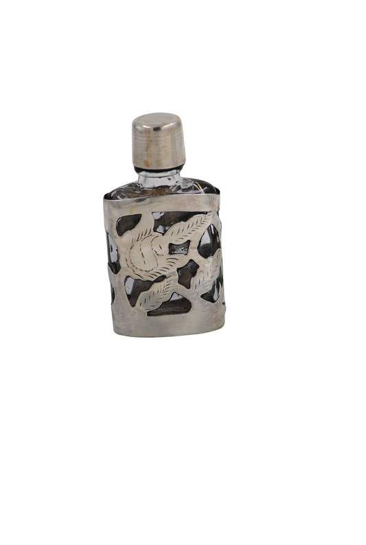 Vintage Mexican Sterling Silver Overlay Perfume Bottle - Small