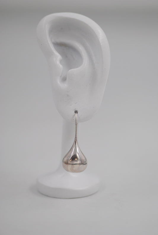 Vintage Sterling Silver Elongated Hollow Teardrop Earrings